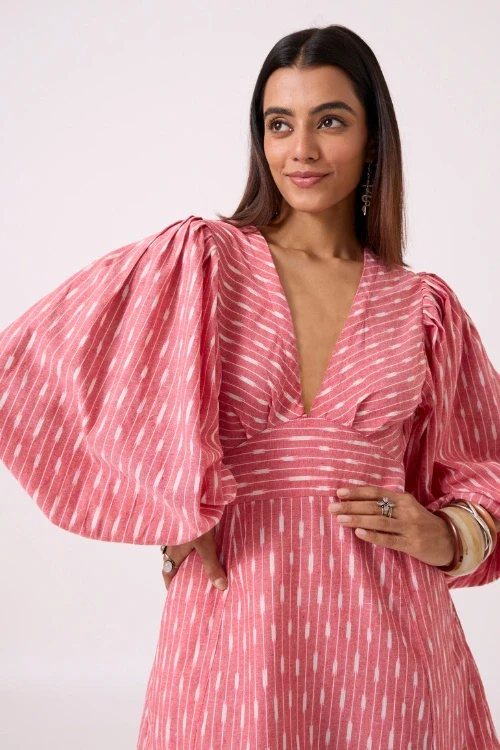 Okhai "Pink Dust" Pure Cotton Ikat Dress - Image 2