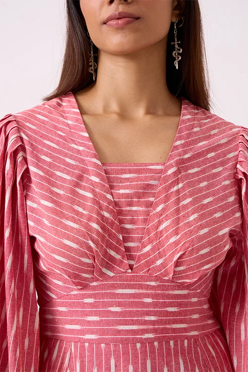 Okhai "Pink Dust" Pure Cotton Ikat Dress - Image 4