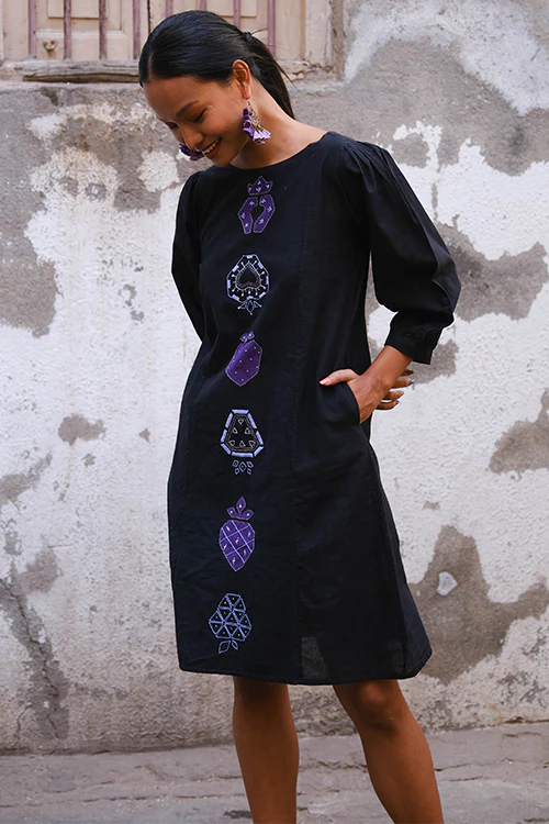 Okhai "Pomeline" Hand Embroidery and Applique Work Pure Cotton Dress