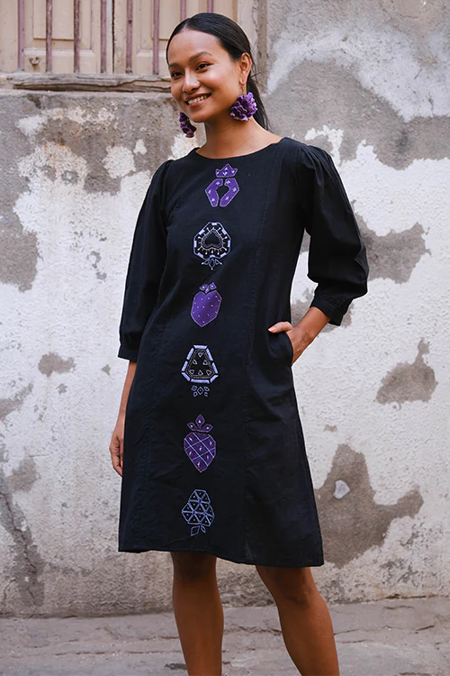 Okhai "Pomeline" Hand Embroidery and Applique Work Pure Cotton Dress - Image 3