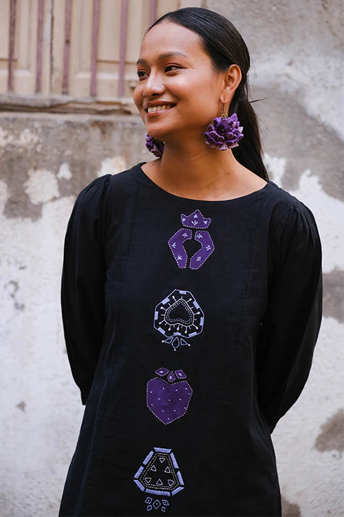 Okhai "Pomeline" Hand Embroidery and Applique Work Pure Cotton Dress - Image 6