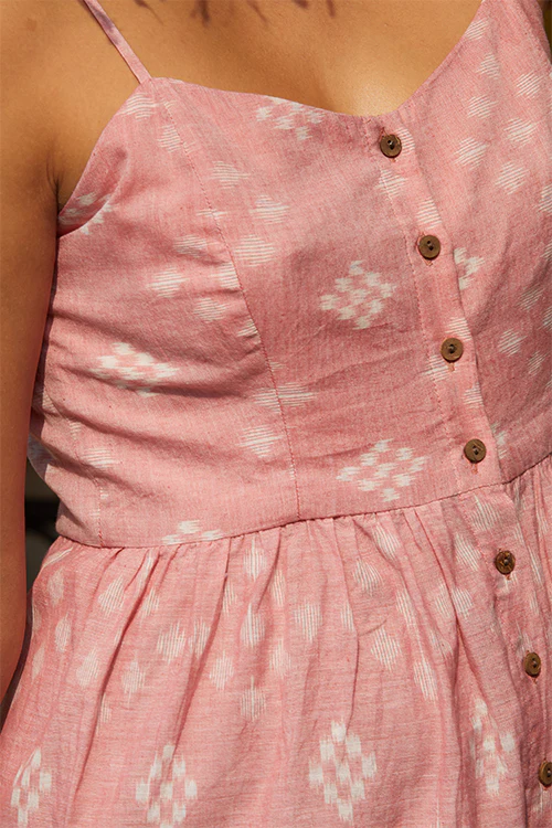 Okhai 'Posh' Handwoven Pure Cotton Ikat Dress - Image 5