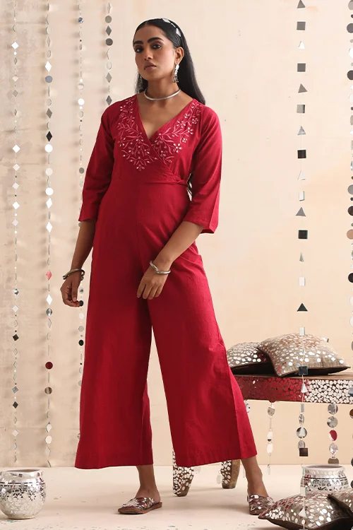 Okhai "Pratibimb" Hand-Embroidered Pure Cotton Jumpsuit - Image 3