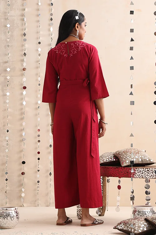 Okhai "Pratibimb" Hand-Embroidered Pure Cotton Jumpsuit - Image 5
