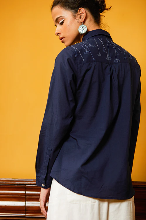 Okhai 'Puddle' Hand Embroidery Full Sleeve Pure Cotton Shirt - Image 6