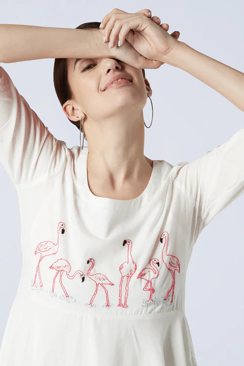 Okhai 'Pulicat' Cotton Cambric Hand Embroidered Dress