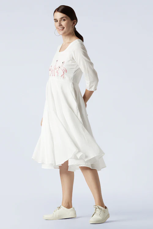 Okhai 'Pulicat' Cotton Cambric Hand Embroidered Dress - Image 4