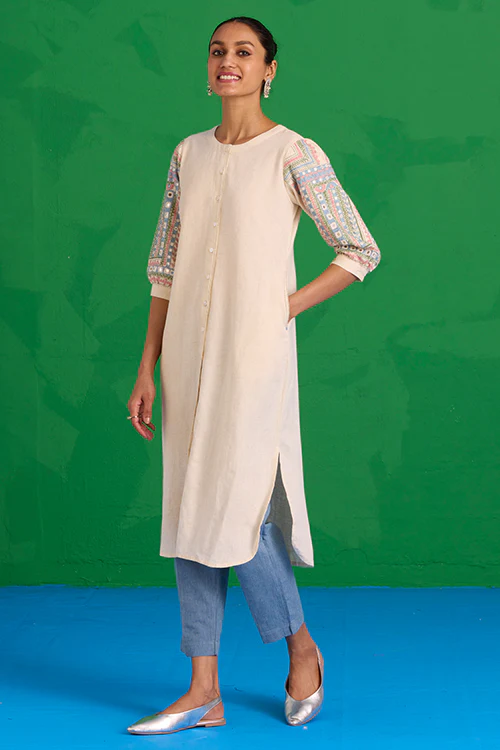 Okhai “Quench” Hand-embroidered and Mirror work Pure Cotton Kurta - Image 7