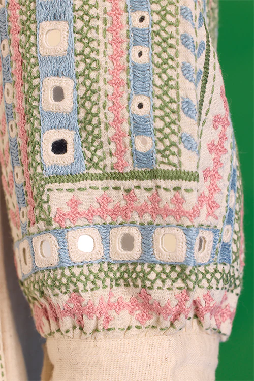 Okhai “Quench” Hand-embroidered and Mirror work Pure Cotton Kurta - Image 9