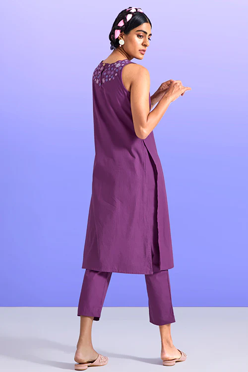 Okhai 'Radiant' Pure Cotton Hand Embroidered Mirror Work Kurta Pant Set | Rescue - Image 6