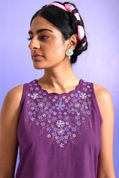 Okhai 'Radiant' Pure Cotton Hand Embroidered Mirror Work Kurta Pant Set | Rescue - Image 8