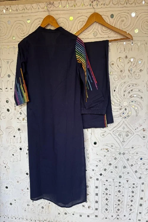 Okhai "Rangrez" Pure Cotton Hand Embroidered Kurta Pant set | Rescue - Image 2