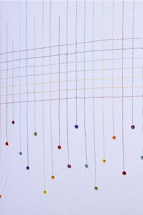 Okhai 'Rave' Hand Embroidered Mirror Work Curtain - Image 4