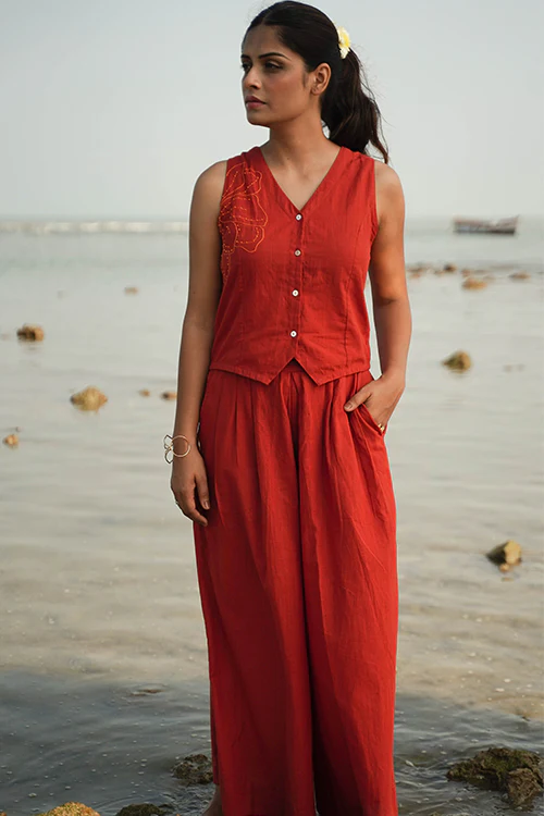 Okhai "Resham" Pure Cotton Flared Pant - Image 3