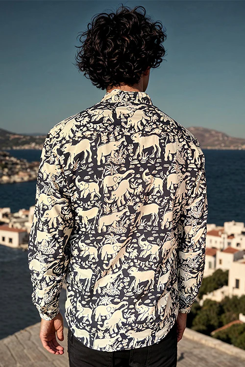 Okhai "Resonance" Handblock Printed Pure Cotton Full-Sleeved Shirt - Image 2