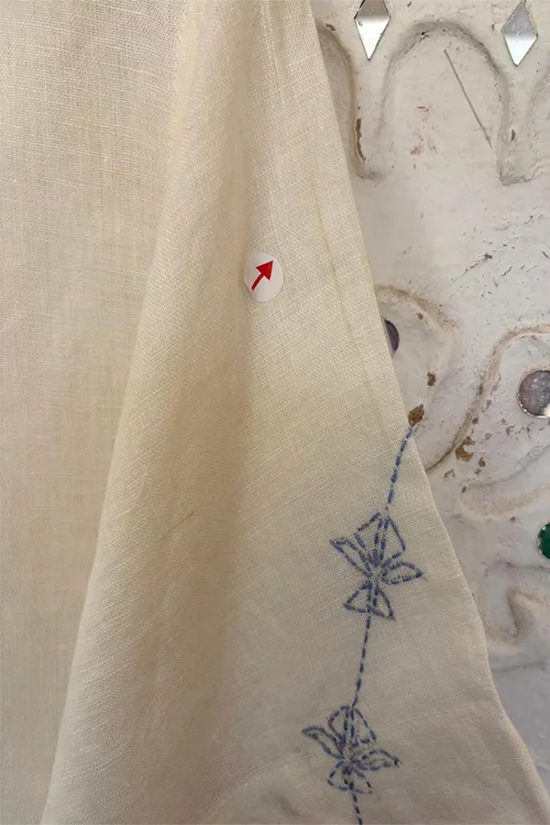 Okhai 'Reverence' Cotton Linen Blend Hand Embroidered Half Sleeves Shirt | Rescue - Image 5