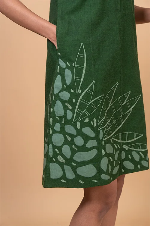 Okhai "River" Hand Applique and Embroidery work Pure Cotton Dress - Image 5