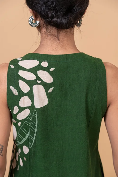Okhai "River" Hand Applique and Embroidery work Pure Cotton Dress - Image 6