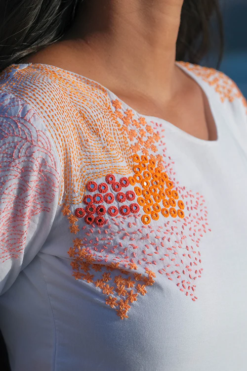 Okhai 'Riverside' Pure Cotton Hand Embroidered Mirror Work Dress - Image 10
