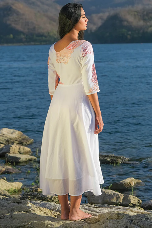 Okhai 'Riverside' Pure Cotton Hand Embroidered Mirror Work Dress - Image 5