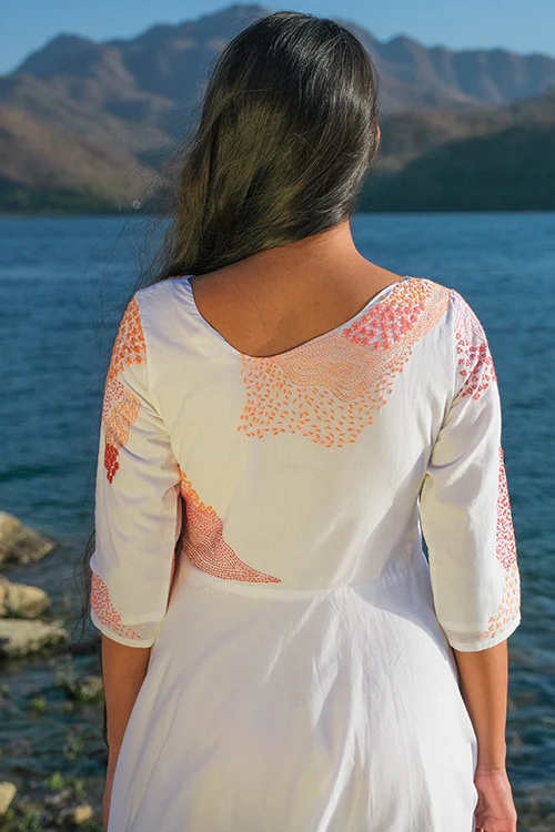 Okhai 'Riverside' Pure Cotton Hand Embroidered Mirror Work Dress - Image 8