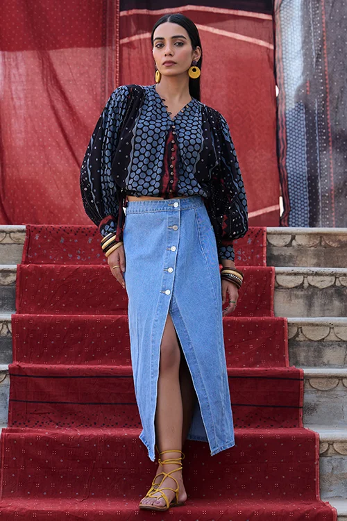 Okhai "Riyal" Cotton Ajrakh Top - Image 8