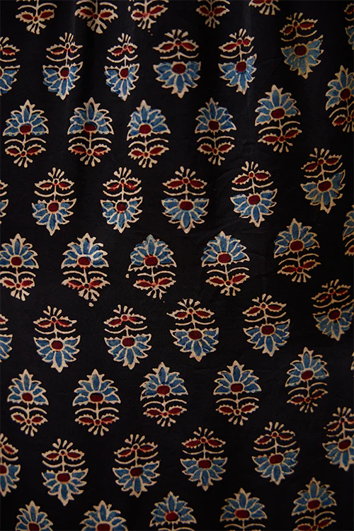 Okhai "Royal Topaz" Handblock Printed Modal Ajrakh V-neckline Dress - Image 10