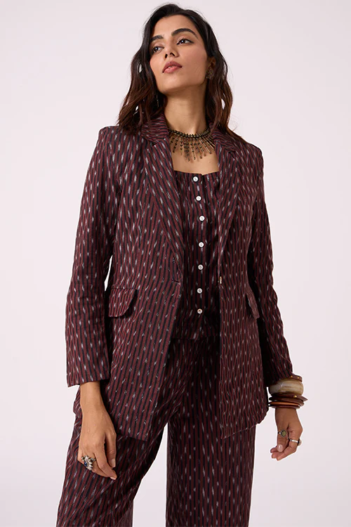 Okhai "Rustine" Pure Cotton Ikat Blazer - Image 2