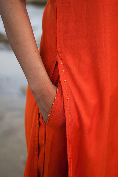 Okhai "Rustique" Hand-Embroidered Tikki and Beadwork Silk Blend Kurta Pant Set - Image 9