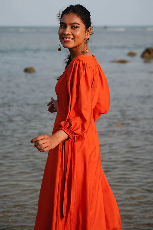 Okhai "Saffron Echo" Silk Blend Wrap Dress - Image 3