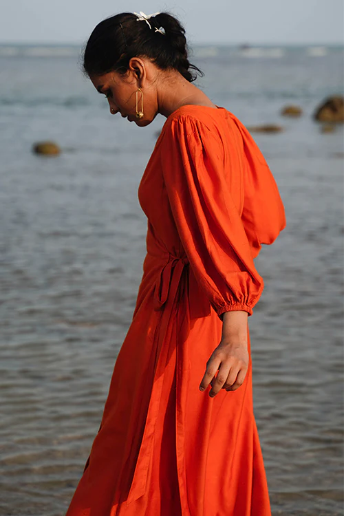 Okhai "Saffron Echo" Silk Blend Wrap Dress - Image 7