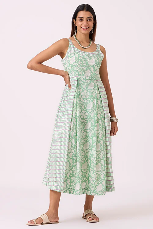 Okhai "Spring" Hand Block Printed Pure Cotton Sleeveless Dress - Image 5