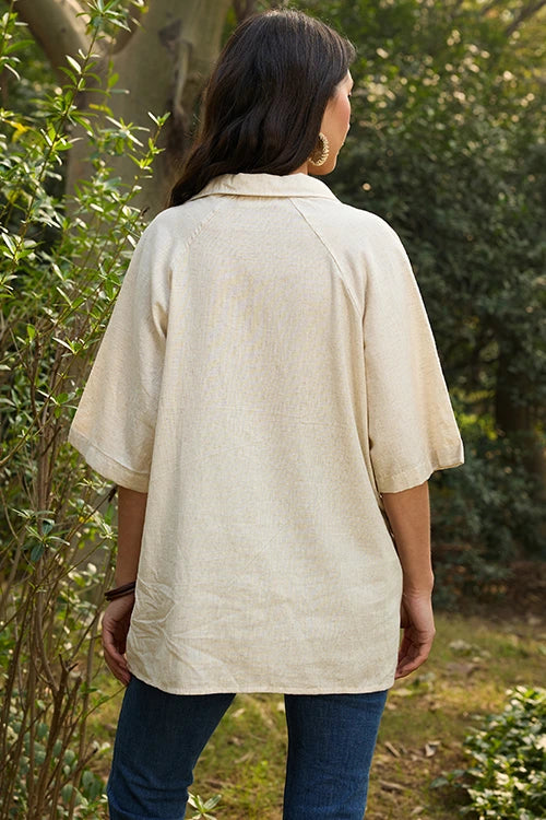 Okhai "Stitch Story" Hand Embroidered Pure Cotton Unisex Shirt - Image 4