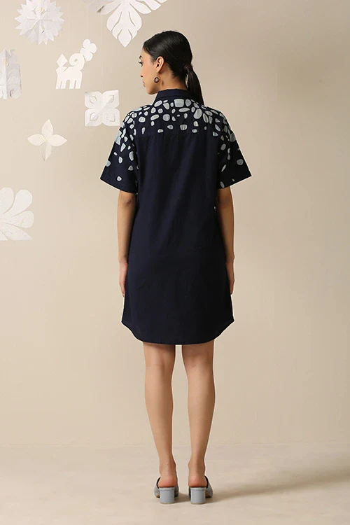 Okhai 'Stone Walk' Pure Cotton Applique Work Shirt Dress - Image 3