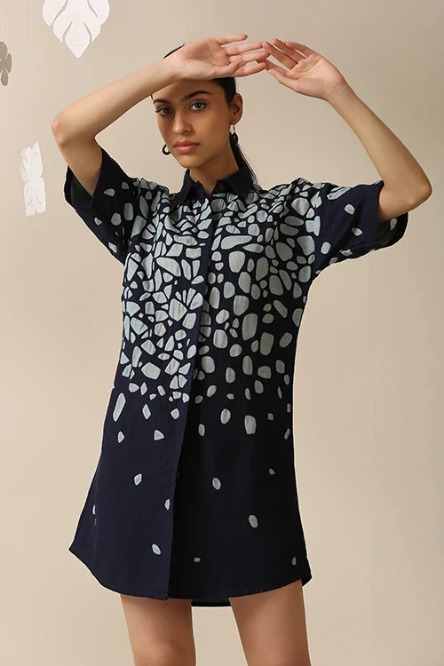 Okhai 'Stone Walk' Pure Cotton Applique Work Shirt Dress - Image 5