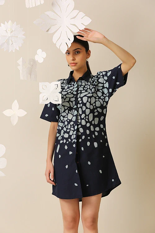 Okhai 'Stone Walk' Pure Cotton Applique Work Shirt Dress - Image 6