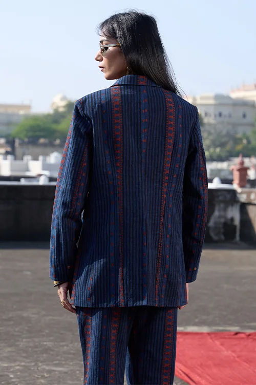 Okhai "Stripes" Cotton Twill Ajrakh Blazer - Image 5