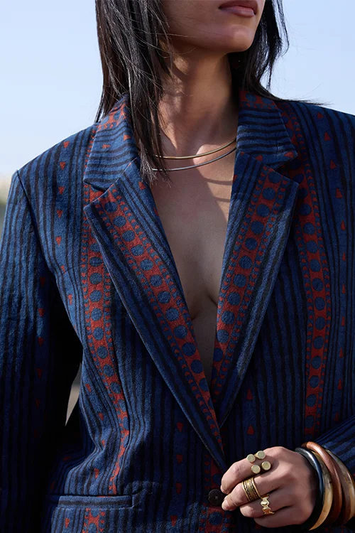 Okhai "Stripes" Cotton Twill Ajrakh Blazer - Image 6