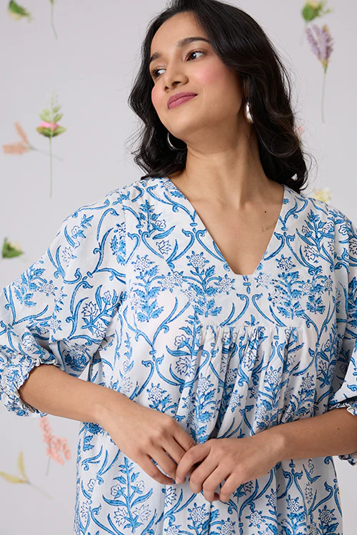 Okhai "Sukoon" Handblock Printed Pure Cotton Dress - Image 4