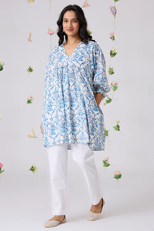 Okhai "Sukoon" Handblock Printed Pure Cotton Dress - Image 6