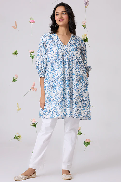 Okhai "Sukoon" Handblock Printed Pure Cotton Dress - Image 9