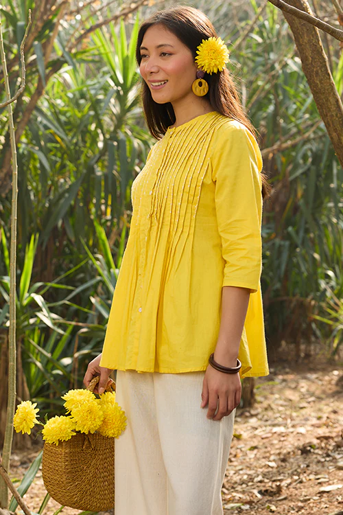 Okhai “Sun Rays” Hand-Embroidered Pure Cotton Top - Image 3