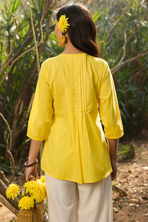 Okhai “Sun Rays” Hand-Embroidered Pure Cotton Top - Image 4