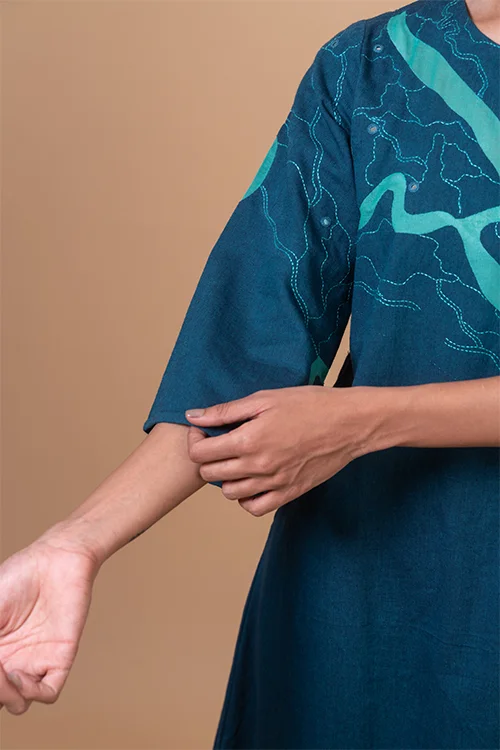Okhai "Sundarbans" Hand Applique and Embroidery Pure Cotton Kurta Pant Set - Image 4