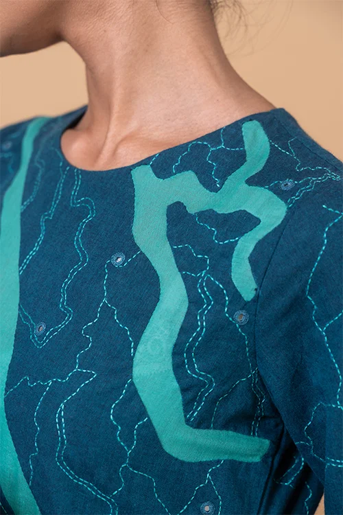 Okhai "Sundarbans" Hand Applique and Embroidery Pure Cotton Kurta Pant Set - Image 5