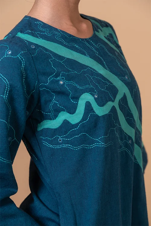 Okhai "Sundarbans" Hand Applique and Embroidery Pure Cotton Kurta Pant Set - Image 7