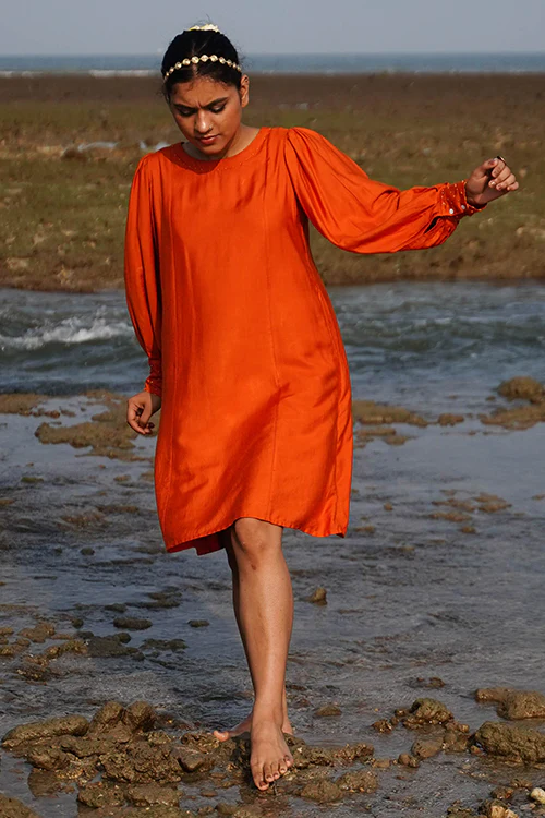 Okhai "Sunkissed" Hand-Embroidered Tikki and Beadwork Silk Blend Dress