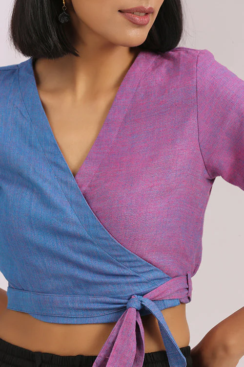 Okhai 'Sunset Love' Jamdani Handwoven Wrap Top - Image 3
