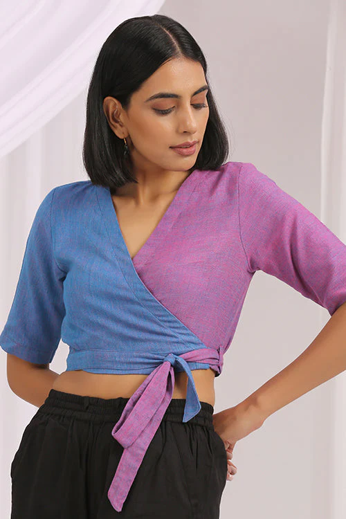 Okhai 'Sunset Love' Jamdani Handwoven Wrap Top - Image 5
