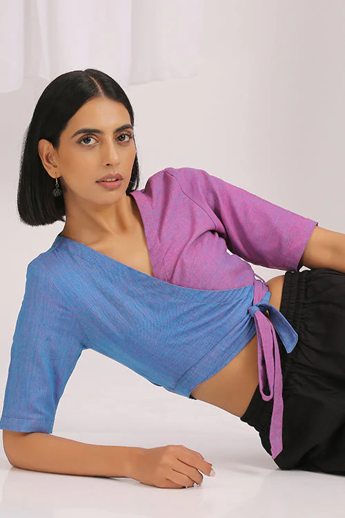 Okhai 'Sunset Love' Jamdani Handwoven Wrap Top - Image 6